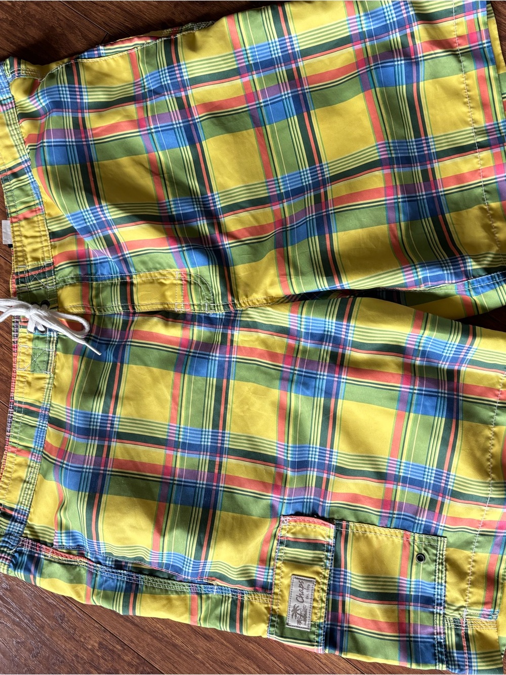 Chaps Yellow Plaid Men's Swim Shorts